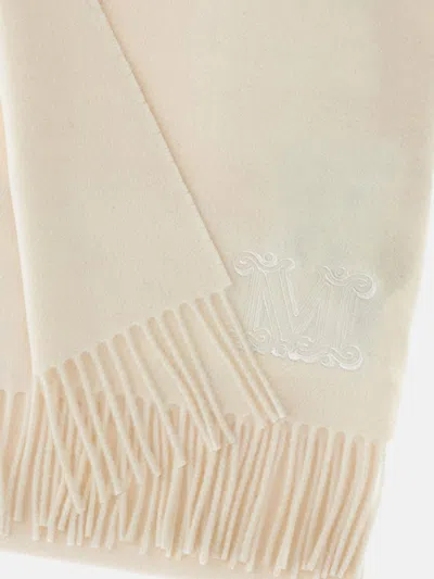 Max Mara Fringed Wool Scarf In Neutral