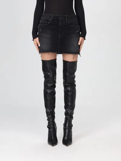 Balenciaga Washed Black City Mini Denim Skirt In Black