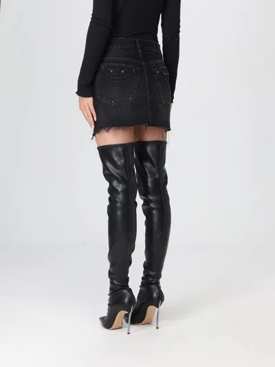 Balenciaga Washed Black City Mini Denim Skirt In Black