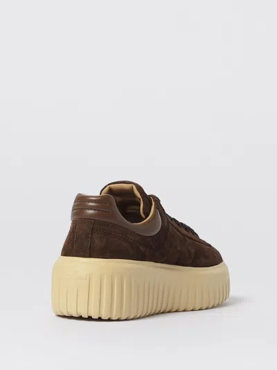 Hogan Leather Lace-up Sneakers Platform Sole In Brown