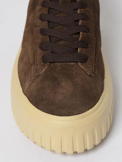 Hogan Leather Lace-up Sneakers Platform Sole In Brown