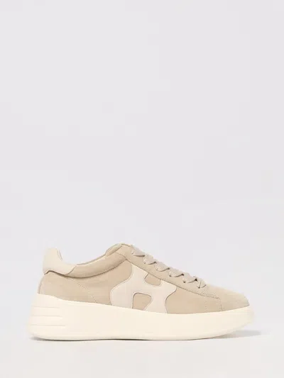 Hogan Leather Sneakers Rebel Panelled Platform Round Suede In White