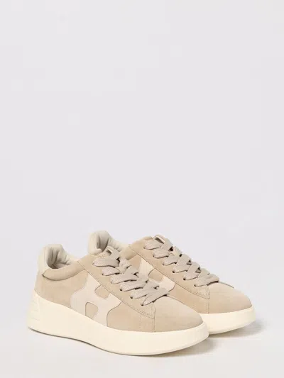 Hogan Leather Sneakers Rebel Panelled Platform Round Suede In White