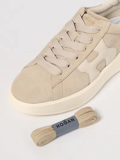 Hogan Leather Sneakers Rebel Panelled Platform Round Suede In White