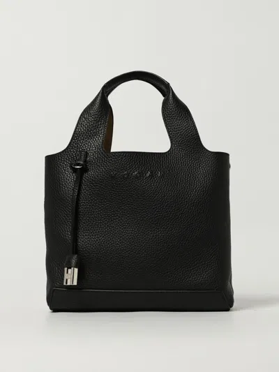 Hogan Structured Pebbled Shoulder Bag With Versatile Design In Black