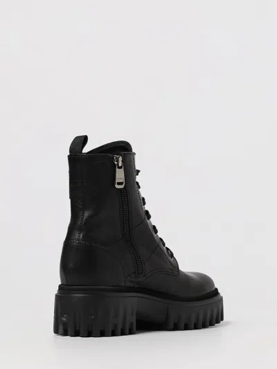 Hogan H700 Chunky Biker Boots In Leather In Black