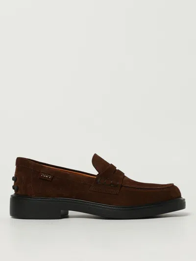 Tod's Penny Strap Loafers Suede Finish In Black
