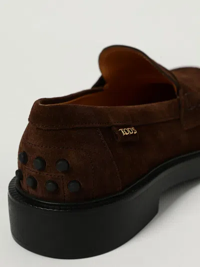 Tod's Penny Strap Loafers Suede Finish In Black