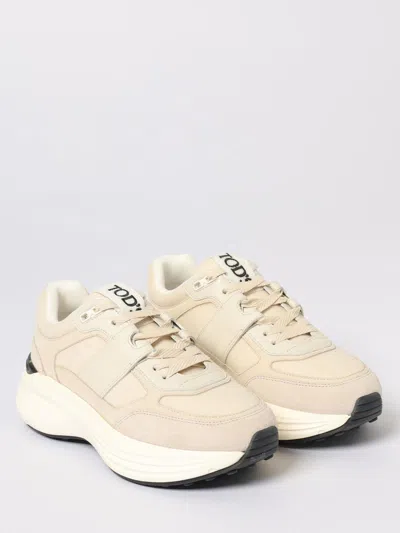 Tod's Low Top Leather Sneakers With Contrast Sole In White