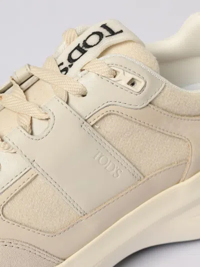 Tod's Low Top Leather Sneakers With Contrast Sole In White