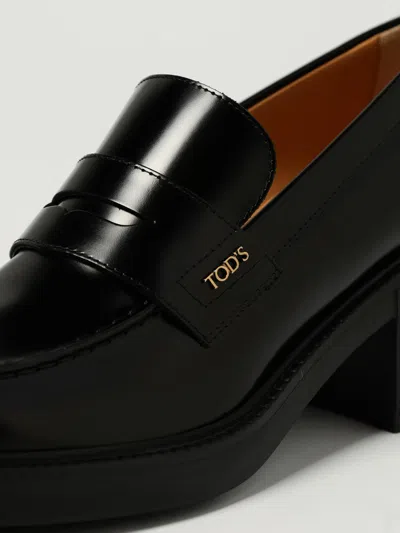 Tod's Leather Loafers With Round Toe And Block Heel In Animal Print