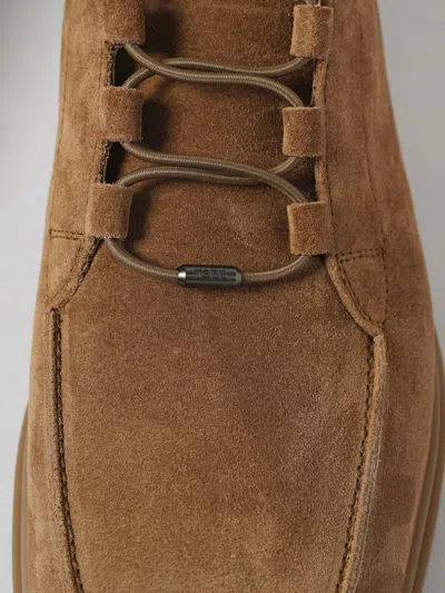 Tod's Leather Ankle Boots Suitable For Desert Terrain In Brown