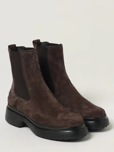 Tod's Bronw Ankle Boots With Elastic Details On The Side And Chunky Sole In Brown