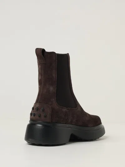 Tod's Bronw Ankle Boots With Elastic Details On The Side And Chunky Sole In Brown