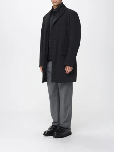 Fay Double-breasted Stand-up Collar Padded Coat In Black