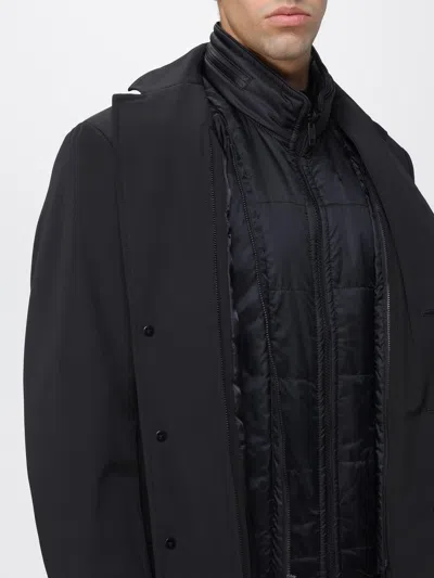 Fay Double-breasted Stand-up Collar Padded Coat In Black