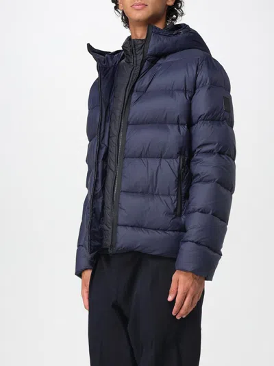 Fay Double-front Down Jacket In Calendered Poplin In Blue