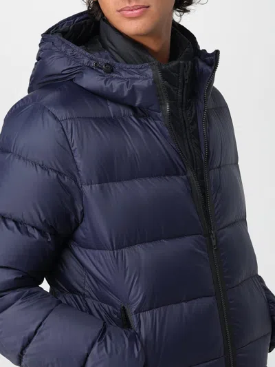 Fay Double-front Down Jacket In Calendered Poplin In Blue