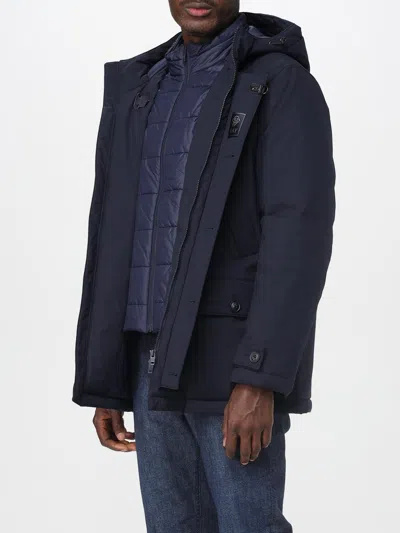 Fay Structured Black Cape With High Collar In Blue