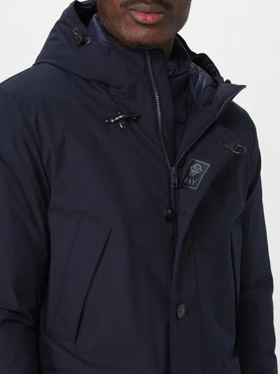 Fay Structured Black Cape With High Collar In Blue