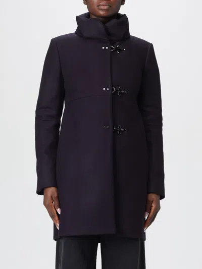 Fay High Collar Long Sleeves Mid-length Coat In Blue