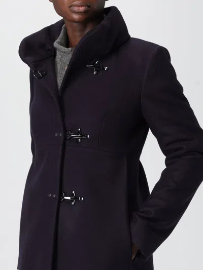 Fay High Collar Long Sleeves Mid-length Coat In Blue