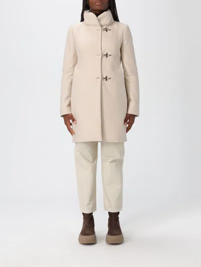 Fay Tailored Beige Coat With High Collar In Neutral