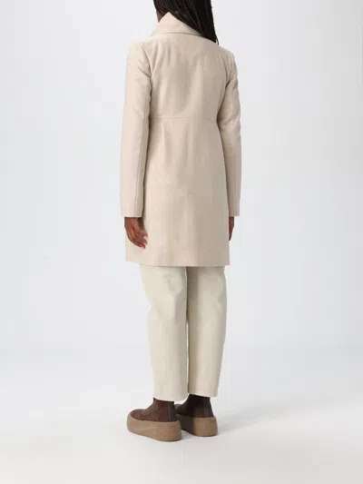 Fay Tailored Beige Coat With High Collar In Neutral
