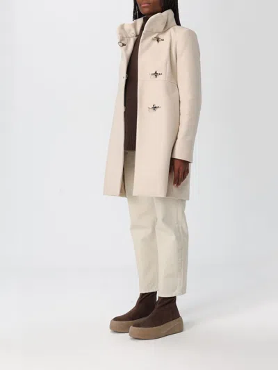 Fay Tailored Beige Coat With High Collar In Neutral