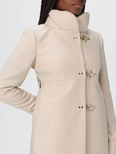 Fay Tailored Beige Coat With High Collar In Neutral