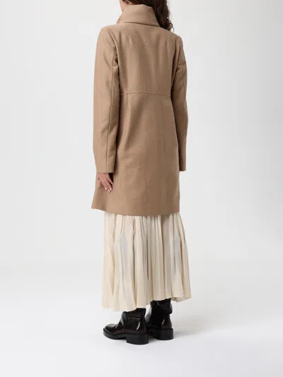 Fay Camel Melange Coat With High Collar In Brown