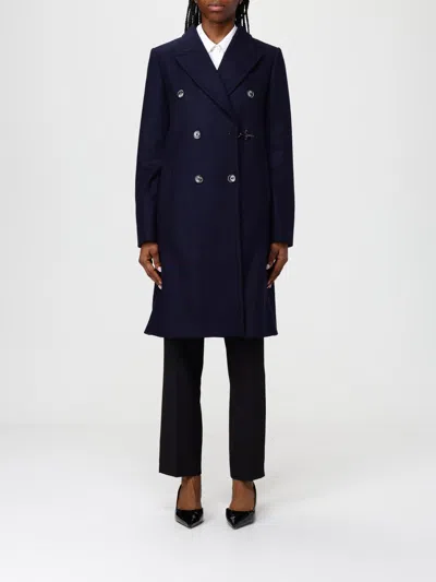 Fay Double-breasted Coat In Blue