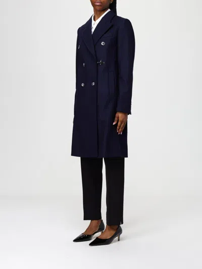 Fay Double-breasted Coat In Blue