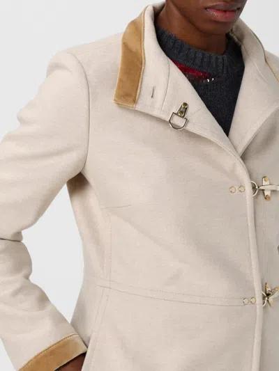 Fay Virginia Coat With Defined Waist In Neutral