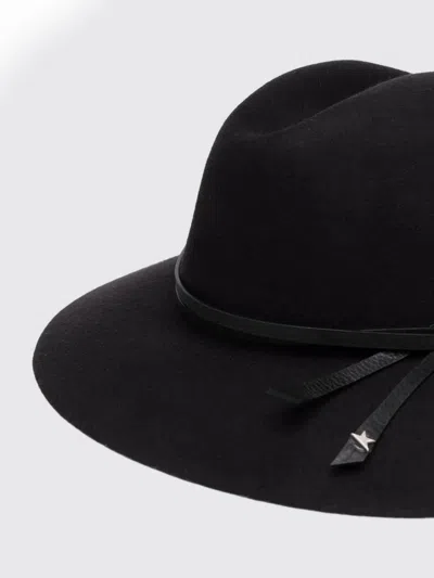 Golden Goose Wool Fedora Hat With Leather Strap Accessories In Black