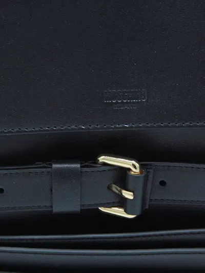 Moschino Flap Backpack With Adjustable Straps And Top Handle In Black