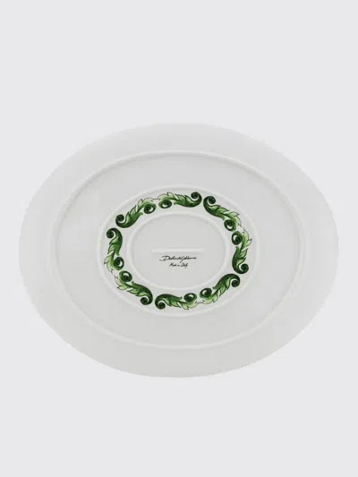 Dolce & Gabbana Blue Mediterraneo Fiore Medium Oval Serving Plate In Green