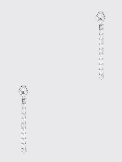 Alessandra Rich Silver Fringed Earrings In Gray
