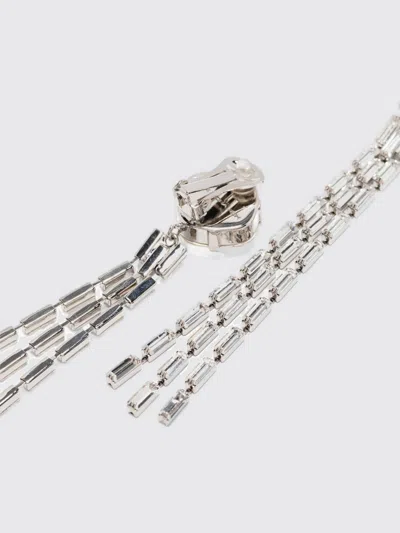 Alessandra Rich Silver Fringed Earrings In Gray