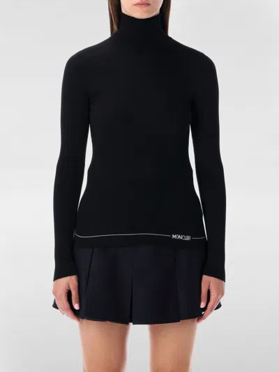 Moncler Fitted Turtleneck Knitwear Long Sleeves In Black