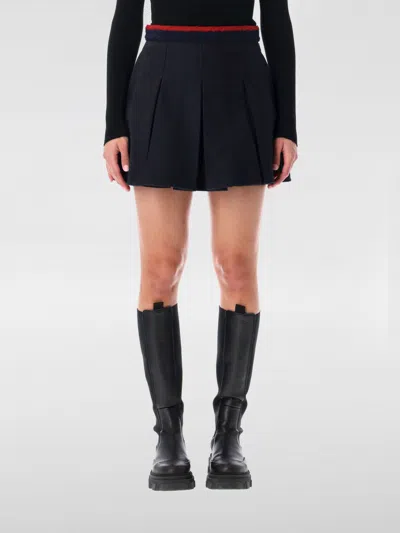 Moncler Pleated Cotton Stretch Gabardine Miniskirt In Blue
