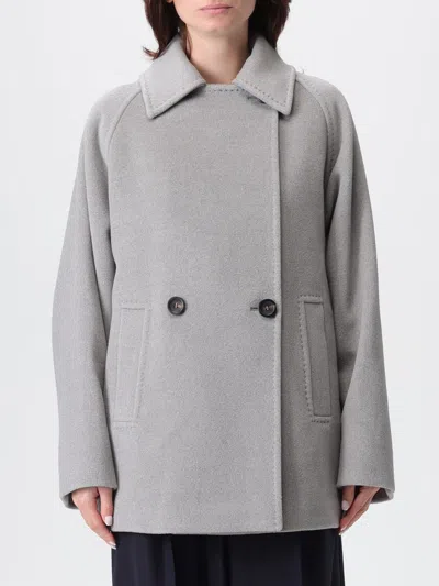 Max Mara Double-breasted Wool Peacoat In Gray