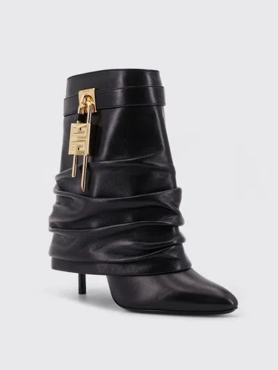 Givenchy Women Black Nappa Leather Shark Lock Stiletto Ankle Boots In Multi
