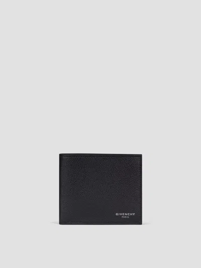 Givenchy Logo Stamp Leather Bi-fold Wallet In Black