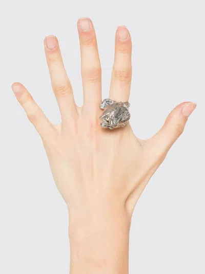 Marni Bold Sculptural Textured Statement Ring In Silver