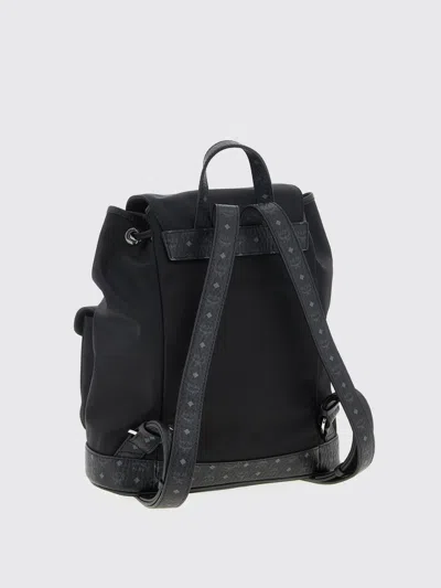 Mcm Small Aren Drawstring Backpack In Econyl And Leather In Black