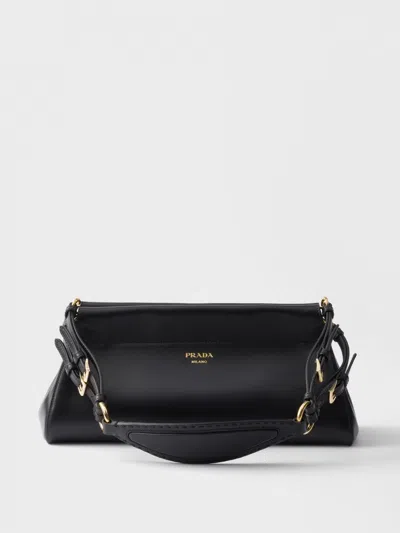 Prada Chic Top Handle Shoulder Bag With Gold Hardware In Black