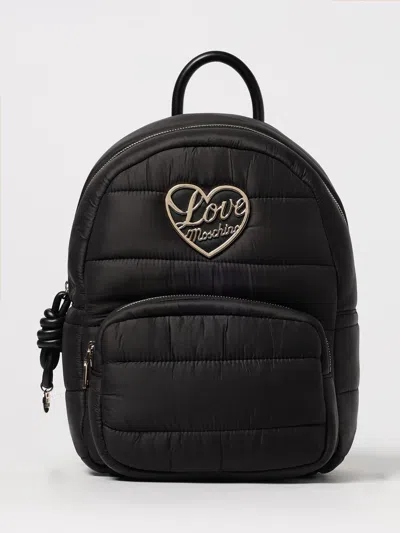 Love Moschino Heart-plaque Quilted Backpack In Black