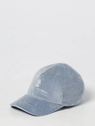 Brunello Cucinelli Cotton Baseball Cap Featuring Logo Design In Blue