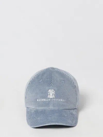 Brunello Cucinelli Cotton Baseball Cap Featuring Logo Design In Blue